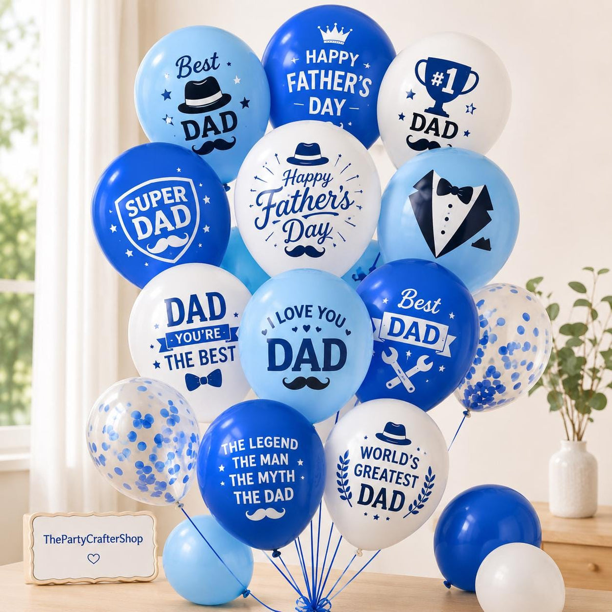 Happy Father's Day Blue Latex Balloons – Dad Party Decorations