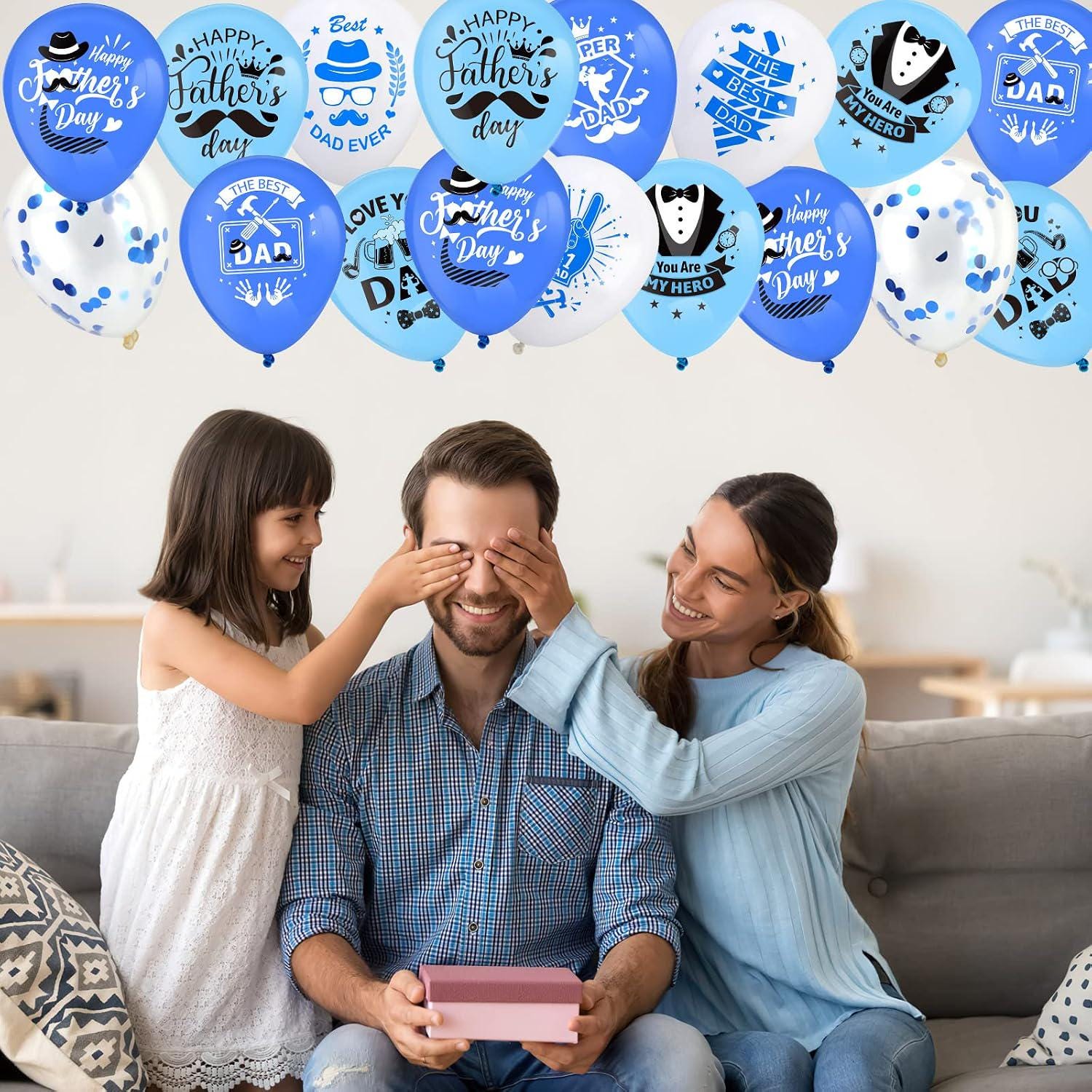 Happy Father's Day Blue Latex Balloons – Dad Party Decorations