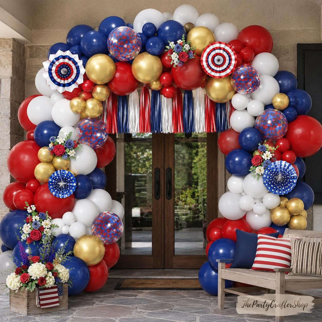 Red White Blue Balloon Arch Kit Patriotic Navy Ruby Gold Garland Graduation Party Decor