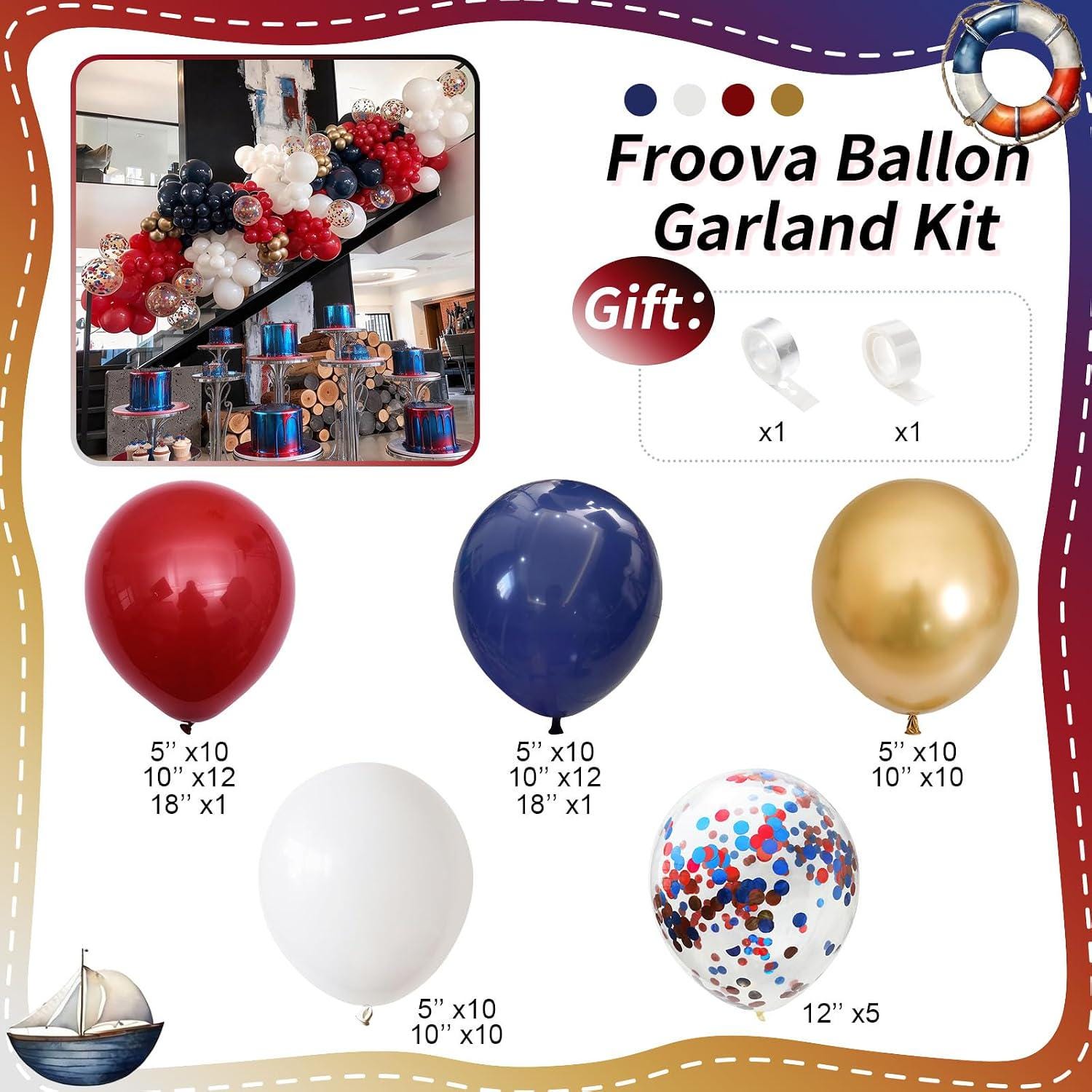 Red White Blue Balloon Arch Kit Patriotic Navy Ruby Gold Garland Graduation Party Decor