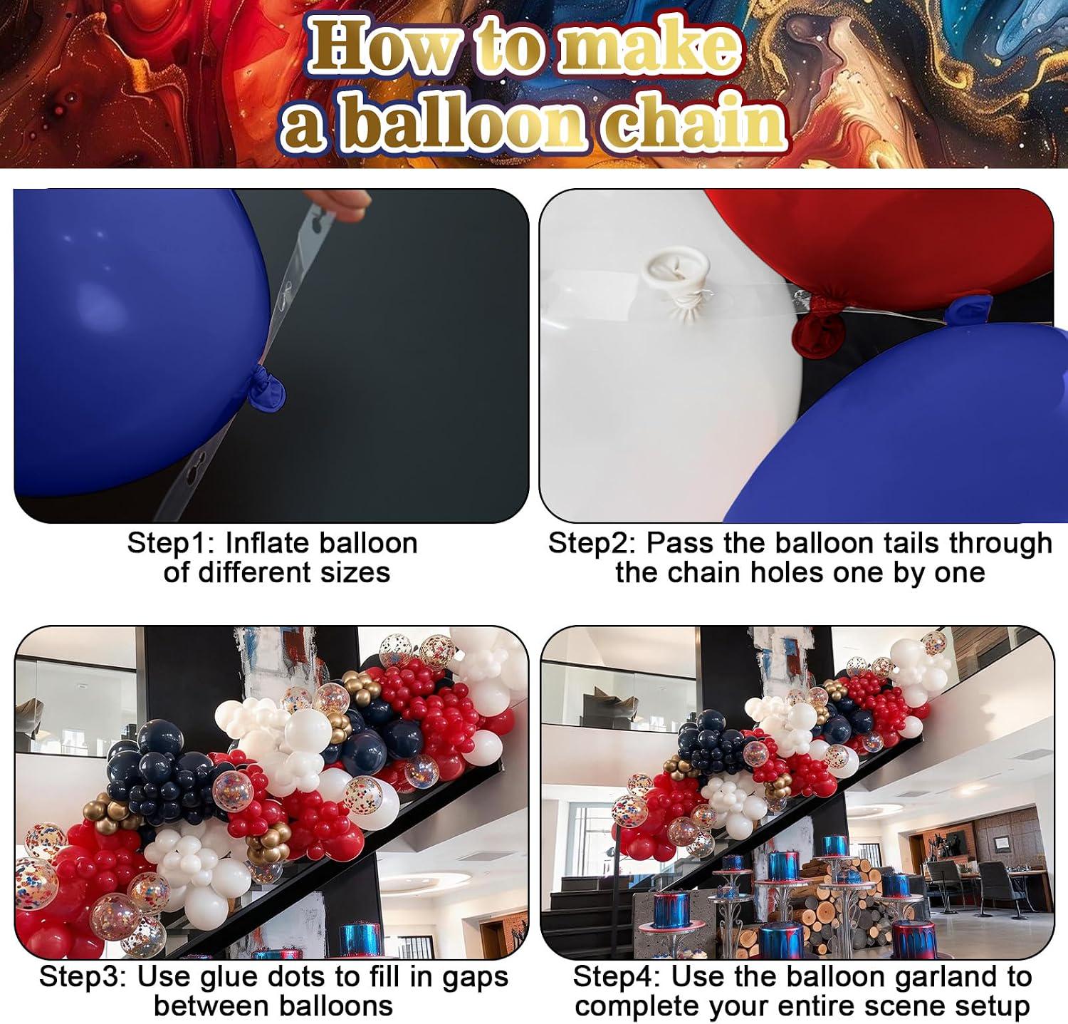 Red White Blue Balloon Arch Kit Patriotic Navy Ruby Gold Garland Graduation Party Decor