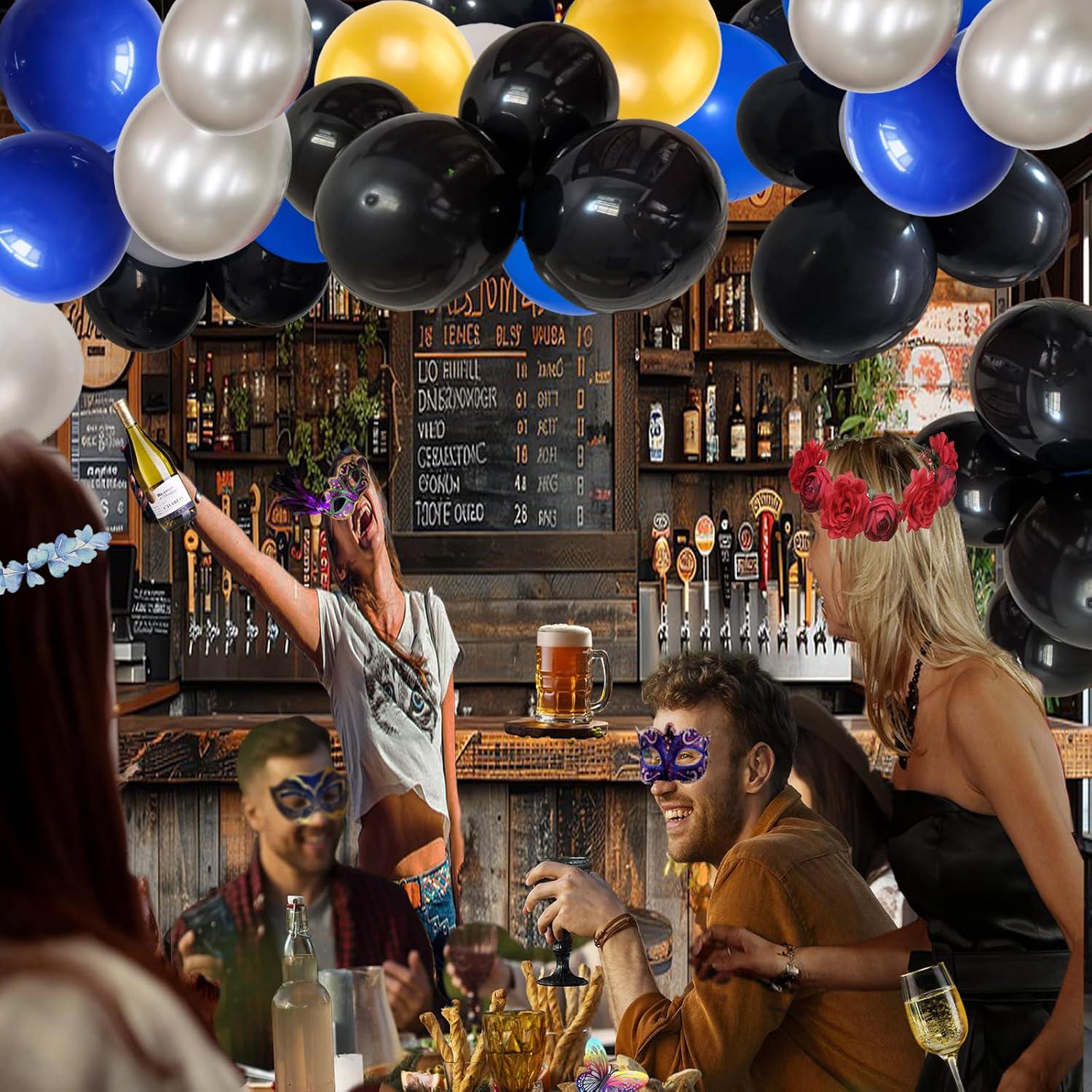 Blue Black Silver Balloon Garland Arch Kit 135 Pcs Royal Blue Graduation Party Decor