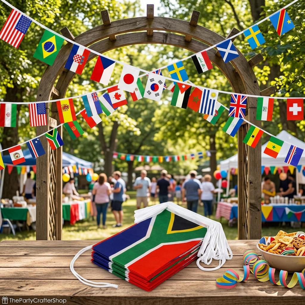 2026 World Cup 48 Countries Flag Banner String: Soccer Party Decorations, Football Garland