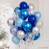 Blue Silver Balloons Set 50 Pcs Navy Royal Confetti Latex Balloons Party Decor