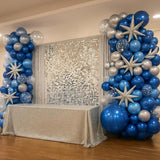 Blue Silver Balloons Set 50 Pcs Navy Royal Confetti Latex Balloons Party Decor