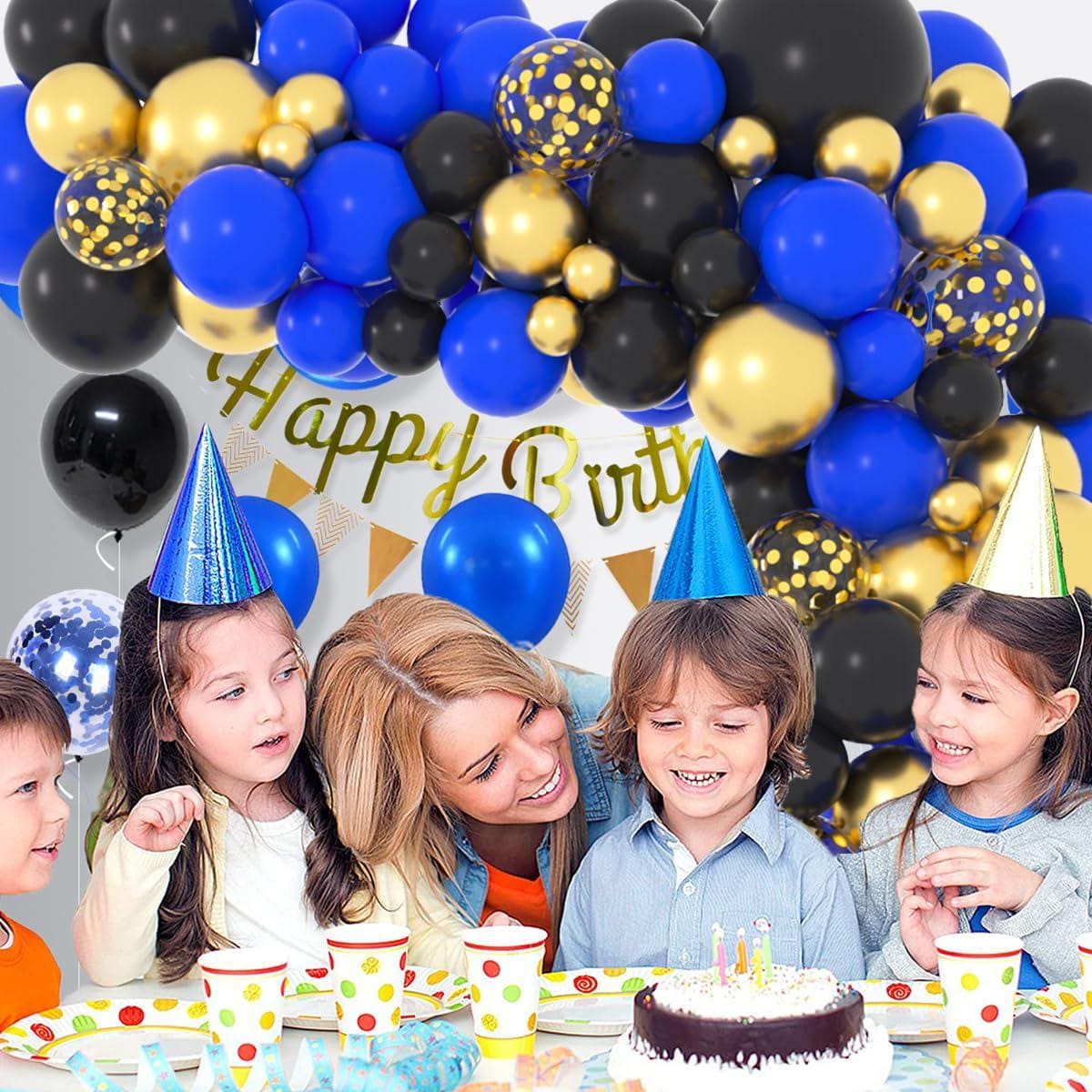 Royal Blue Black Gold Balloon Garland Arch Kit Video Game Birthday Graduation Party Decor