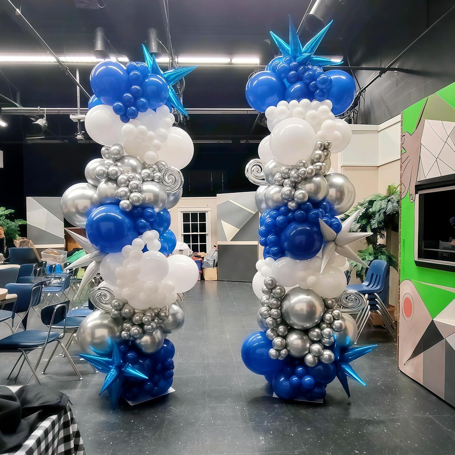 Royal Blue Silver Graduation Balloons Dark Navy White Star Balloon Party Decor