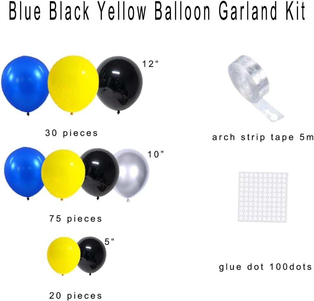 Blue Yellow Black Silver Balloon Garland Arch Kit Birthday Graduation Party Decor