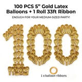 100 Pcs Metallic Gold Mini Balloons 5 Inch Chrome Latex Balloon Filler Party Decor