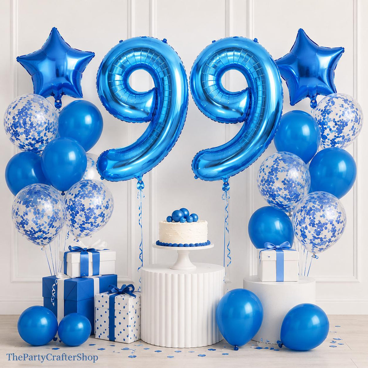 99th Birthday Number Balloons Blue Giant Foil 99 Party Decorations