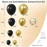 Black Gold Balloon Garland Arch Kit | Graduation, Birthday, Anniversary Party Decor