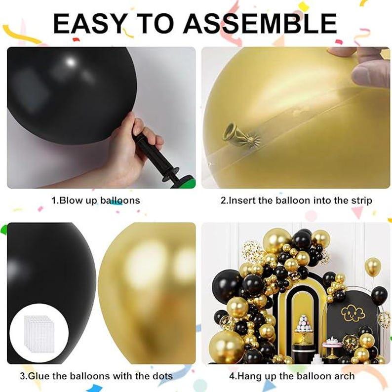 Black Gold Balloon Garland Arch Kit | Graduation, Birthday, Anniversary Party Decor