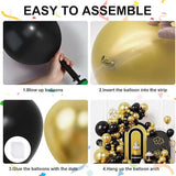 Black Gold Balloon Garland Arch Kit | Graduation, Birthday, Anniversary Party Decor