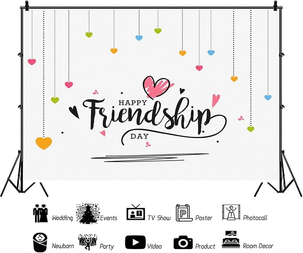 7x5ft Colorful Hearts Backdrop Friendship Day Photo Booth Banner Party Decor