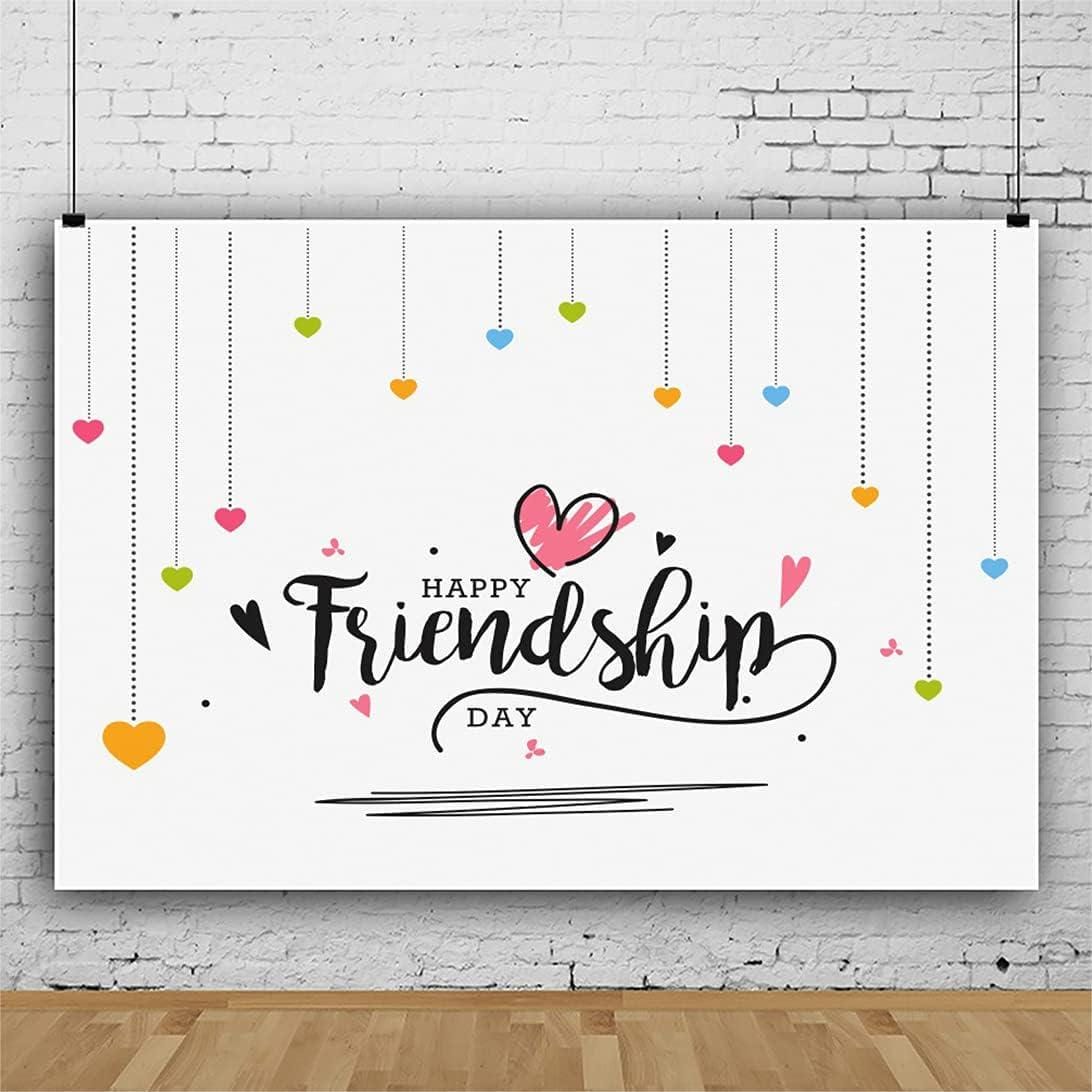 7x5ft Colorful Hearts Backdrop Friendship Day Photo Booth Banner Party Decor