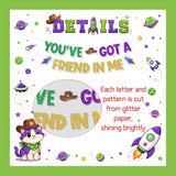 Colorful Friendship Birthday Banner Space Cowboy Rocket Backdrop Party Decorations