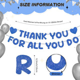 Navy Blue Thank You Banner Pre Strung Glitter Appreciation Party Decorations