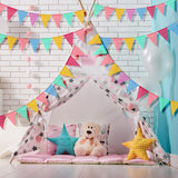 48 Pcs Rainbow Pennant Banner Flags 52 Ft Colorful Triangle Bunting Garland Party Decor