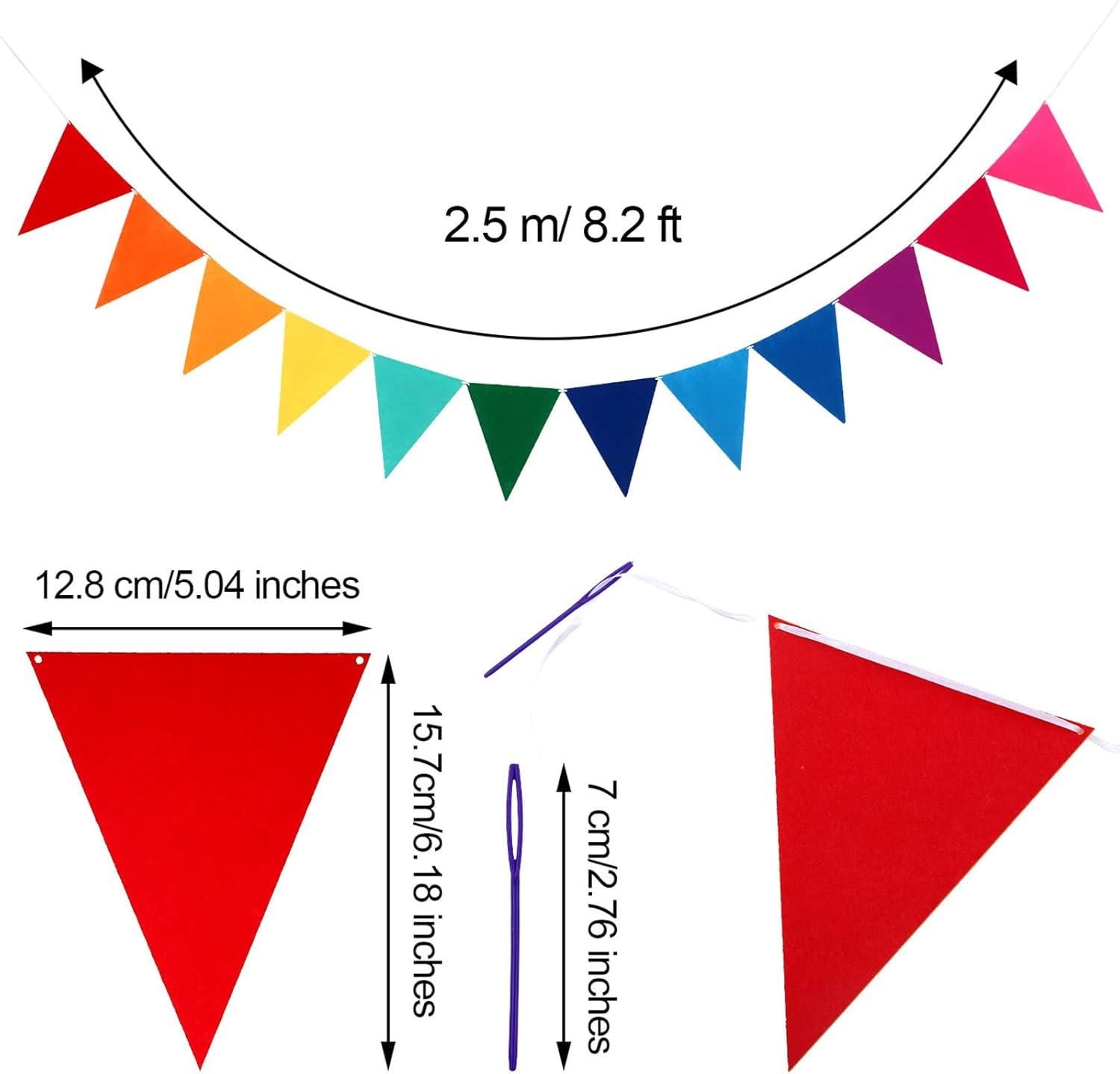 6 Pack Rainbow Pennant Banner 72 Flags Multicolor Triangle Bunting Party Garland