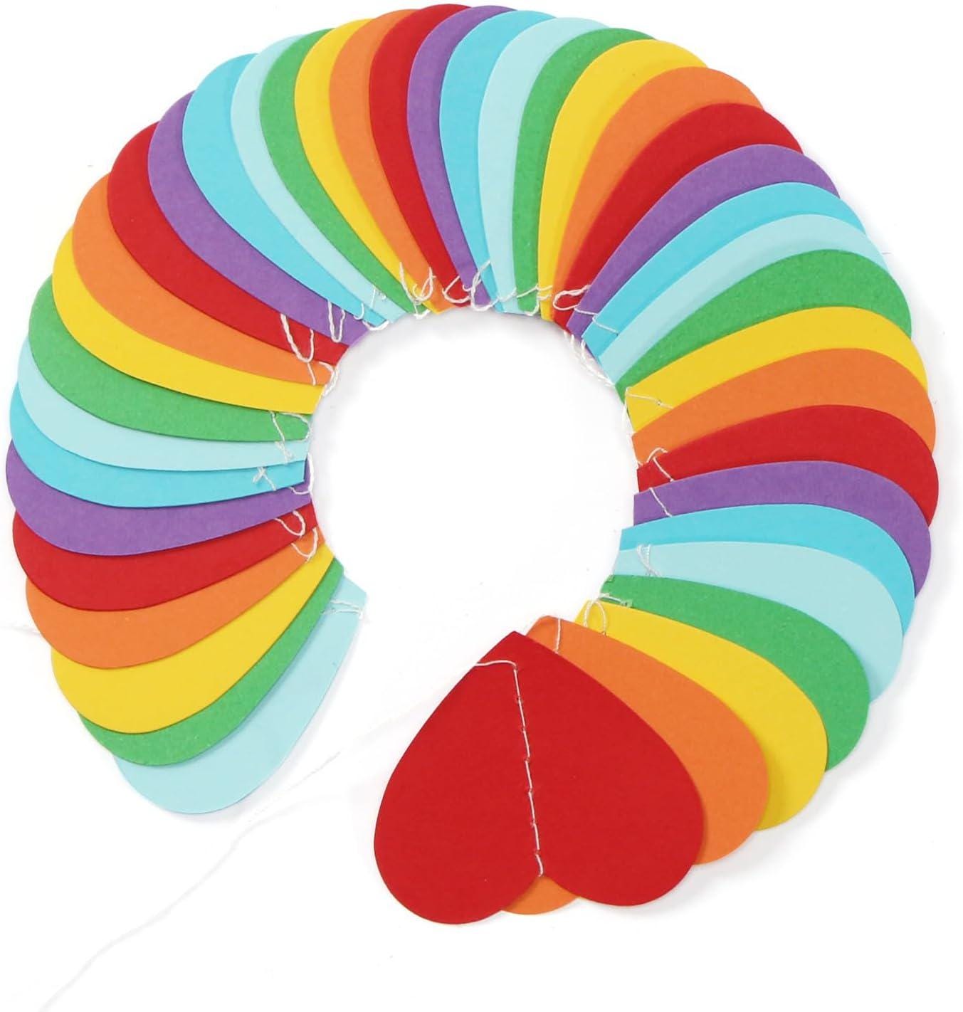 Rainbow Heart Garland 52 Ft Colorful Streamer Banner Party Decorations