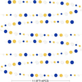 Royal Blue Gold White Polka Dot Garland Hanging Paper Circle Streamer Party Decor