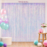 Iridescent Foil Fringe Curtain 2 Pcs Holographic Party Streamer Backdrop Decor