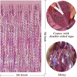 Pink Foil Fringe Curtain Backdrop Wavy Metallic Streamer Party Decorations