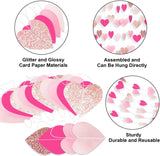 Hot Pink Rose Gold Heart Garland | 52ft Paper Streamer Banner (Party Decor)