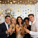 104ft Gold Star Garland | 8 Pc Glitter Hanging Star Banner | Birthday Wedding Christmas Party Decorations