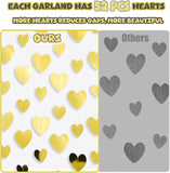 Metallic Gold Heart Garland | 56ft Glitter Paper Banner (Valentine, Birthday, Baby Shower)