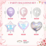 Pink Purple Pearl Balloon Set | Iridescent Star Heart Party Decor