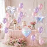 Pink Purple Pearl Balloon Set | Iridescent Star Heart Party Decor