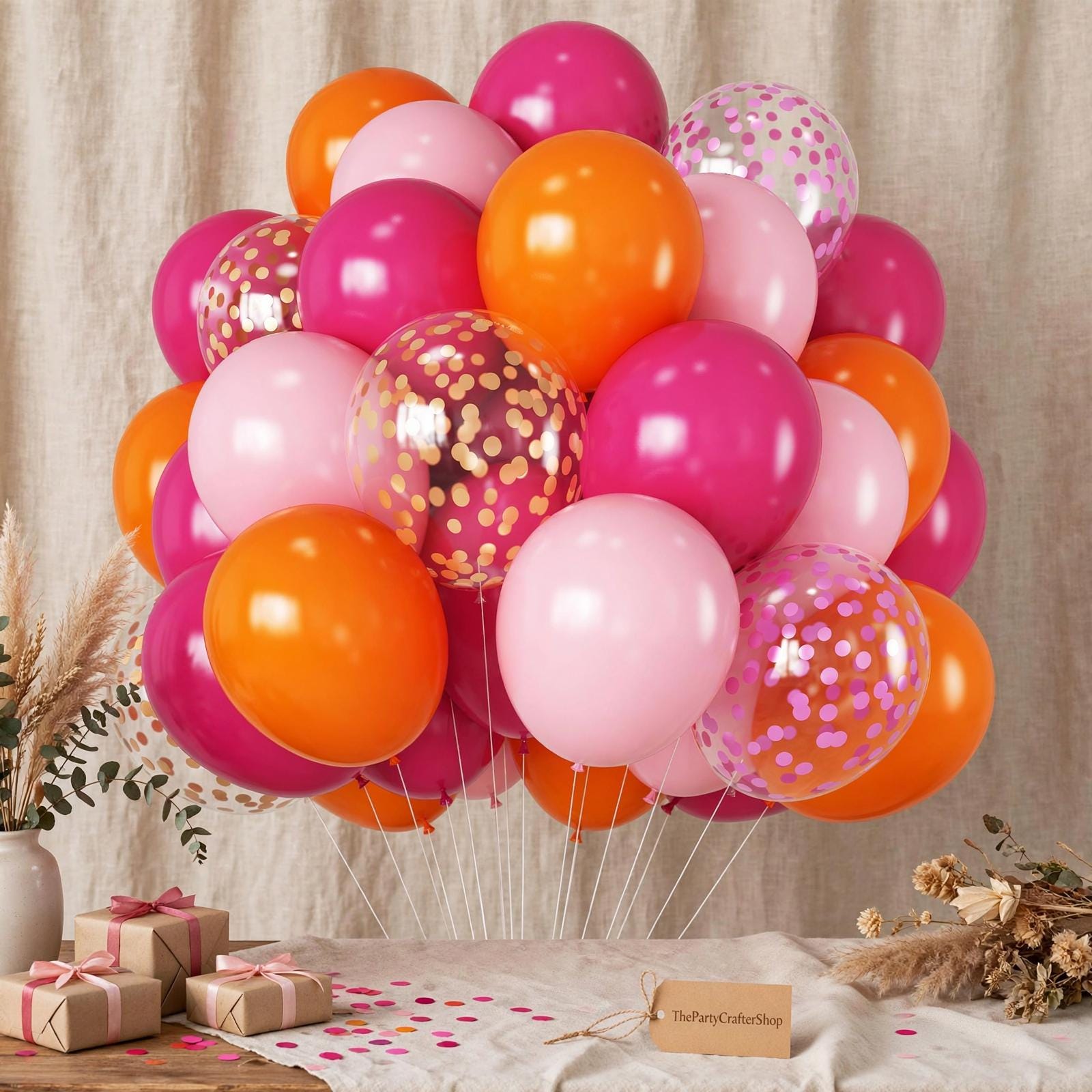 Pink Orange Balloons | 12 Inch Sunset Coral, Hot Pink Party Decor