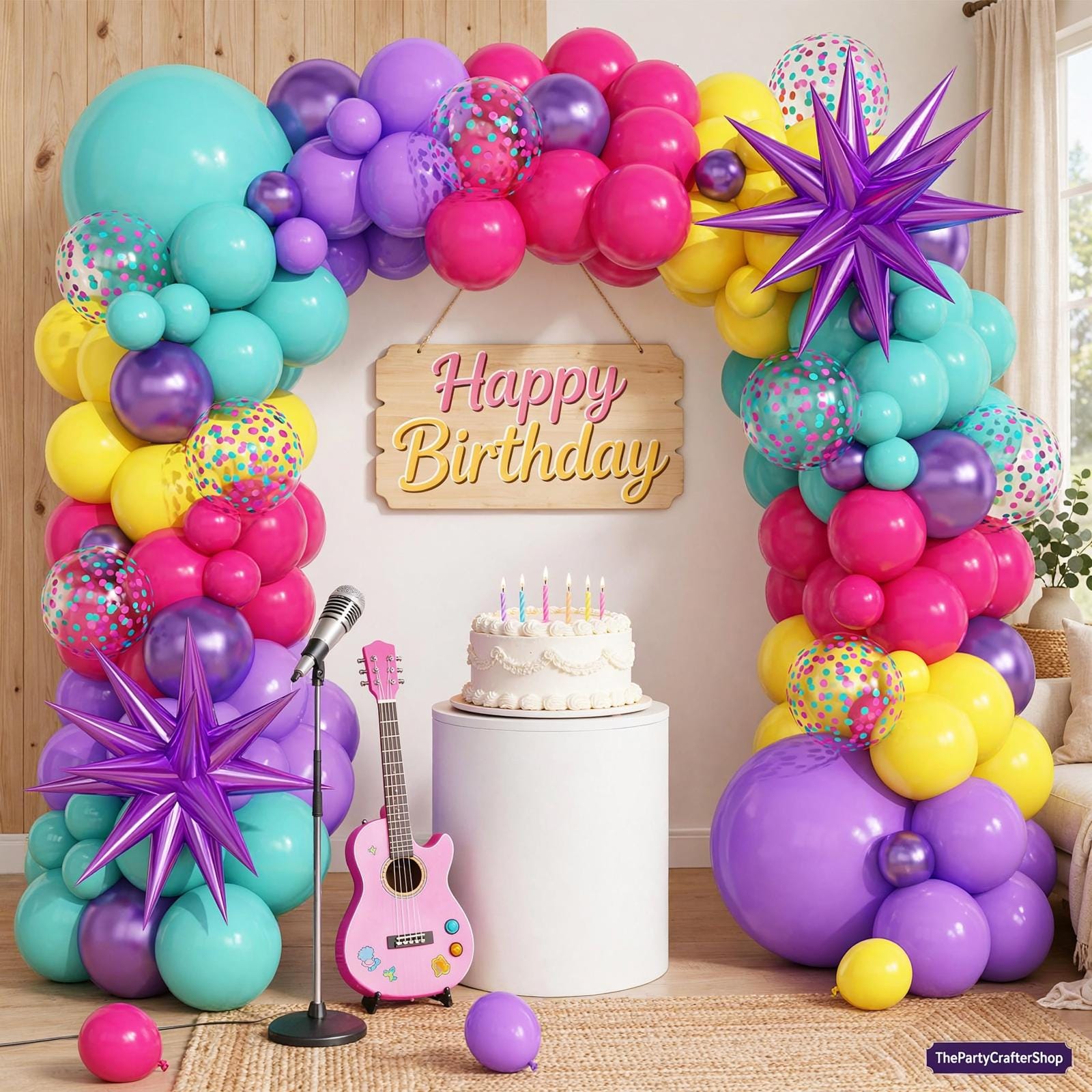 Purple Blue Pink Teal Yellow Balloon Arch Garland Kit | Kids Birthday Party Decor