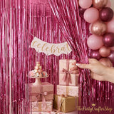 2 Pack Pink Foil Fringe Curtain Metallic Tinsel Backdrop Party Decorations