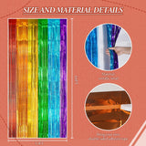 2 Pack Rainbow Foil Fringe Curtain Shiny Tinsel Backdrop Party Decorations
