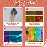2 Pack Rainbow Foil Fringe Curtain Shiny Tinsel Backdrop Party Decorations