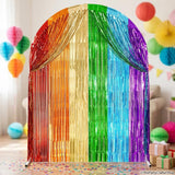 2 Pack Rainbow Foil Fringe Curtain Shiny Tinsel Backdrop Party Decorations