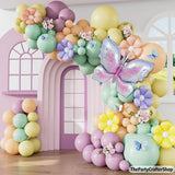 Pastel Butterfly Balloon Arch Kit | Floral Daisy Garland for Baby Shower, Birthday Tea Party
