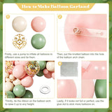 Sage Green Pink Balloon Garland Arch Kit | Pastel Wedding Birthday Party Decor