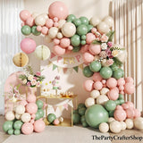 Sage Green Pink Balloon Garland Arch Kit | Pastel Wedding Birthday Party Decor