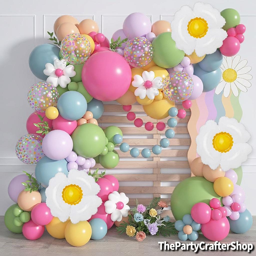 Daisy Balloon Arch Garland Kit | Pastel Flower Party Decor (168 Pc)