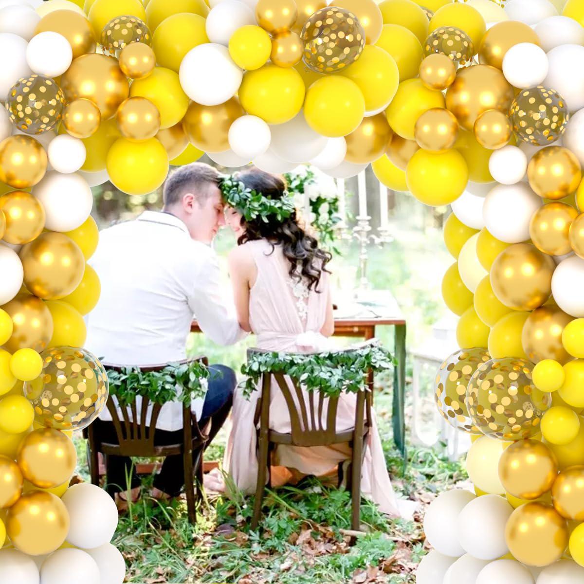 Yellow Gold Confetti Balloon Arch Garland Kit | Birthday Party Decor