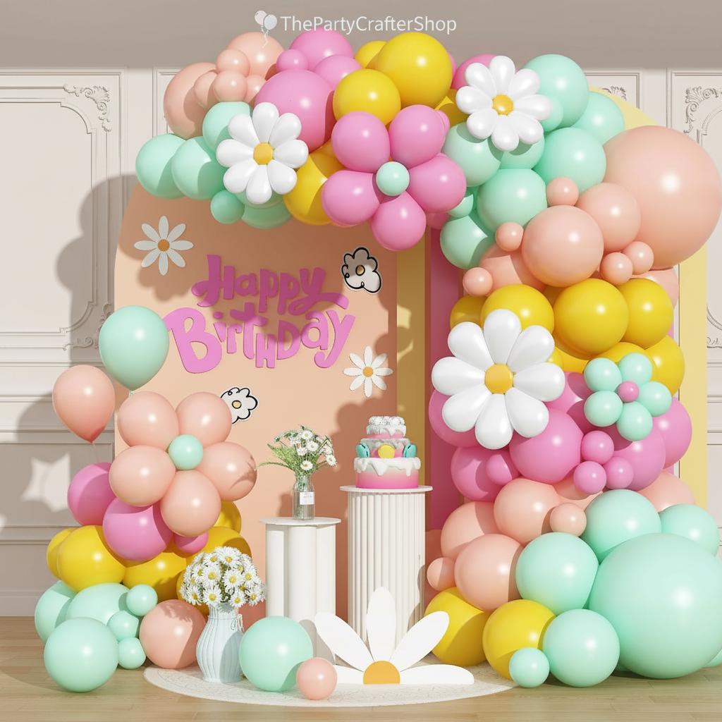Groovy Daisy Balloon Arch Kit | Boho Floral Garland for Parties