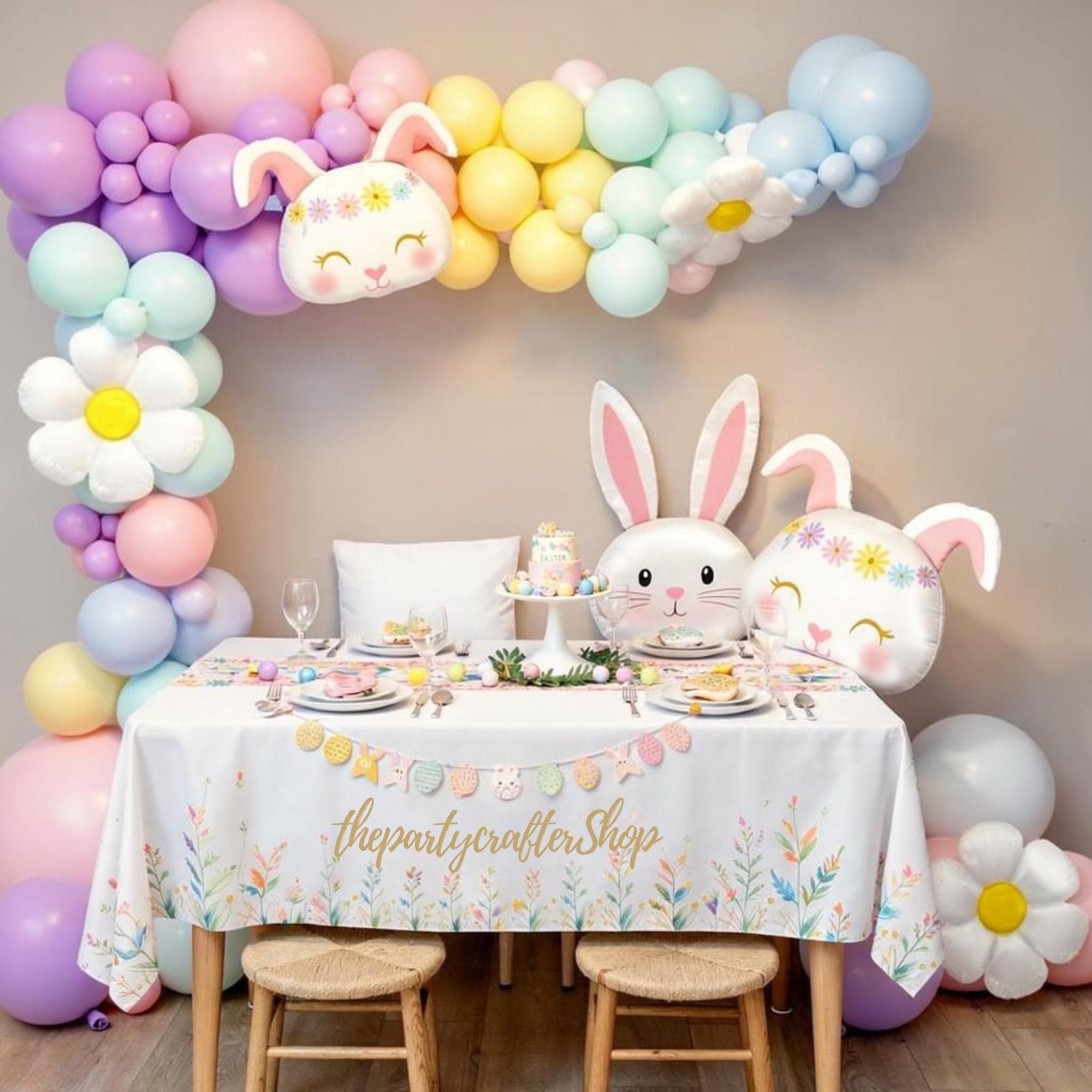 Pastel Easter Balloon Arch Kit | Bunny Daisy Garden Party Decor