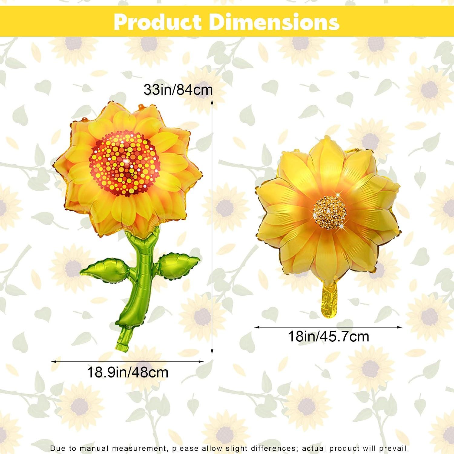 Sunflower Foil Balloon Set | Large Flower Party Decor (8 Pc)