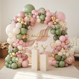 Sage Green Pink Balloon Arch Garland Kit | Double Stuffed Dusty Pink | Baby Shower Wedding