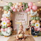 Farm Birthday Balloon Arch Kit | Sage Green Daisy Chicken Garland, Baby Shower Decor