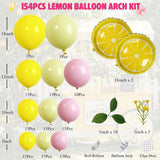 Lemon Balloon Arch Kit | Yellow Garland, Lemon Leaves, Pink Lemonade Decor