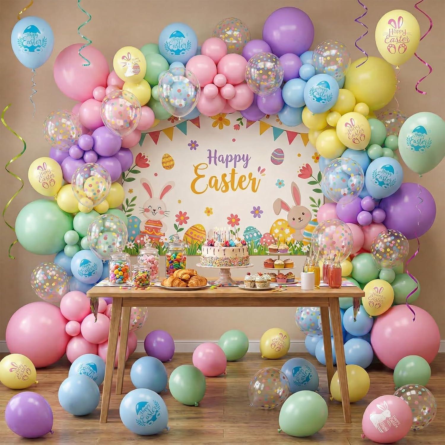 Pastel Easter Balloon Arch Kit | Bunny, Carrot, Rainbow Party Decor